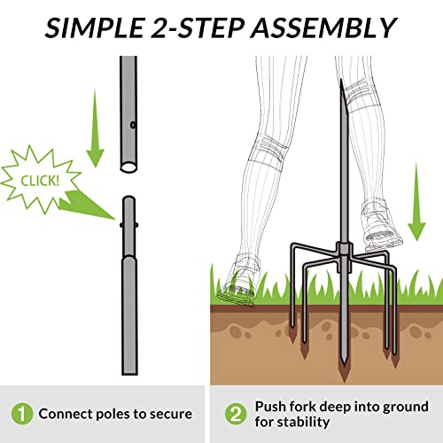 9.4FT Outdoor Metal String Light Pole with 5-Prong Fork Steel Stand U8004