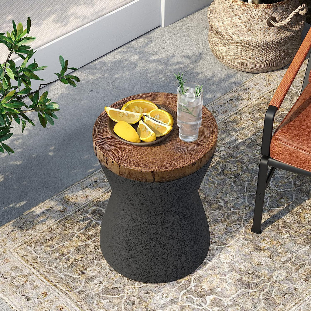 11" Hourglass Shaped Concrete Outdoor Accent Table N563924