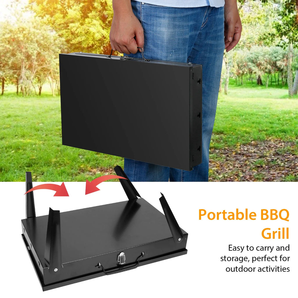 Portable Charcoal BBQ Grill with Toolbox N3637