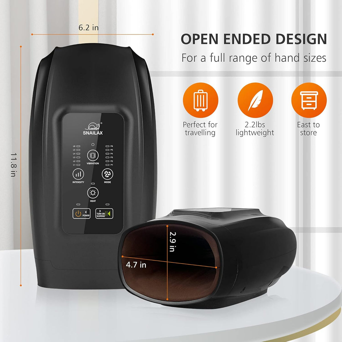 Cordless Electric Hand Massager with Heat, Vibration, Compression, 6 Modes & 6 Levels Y701406