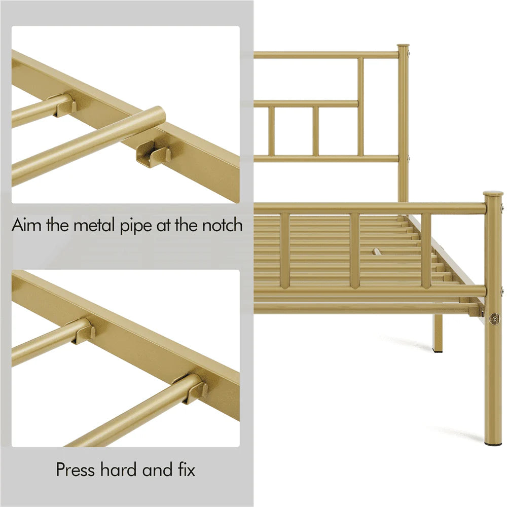 Metal Bed Frame with Headboard & Footboard, Twin Size, Black T895808
