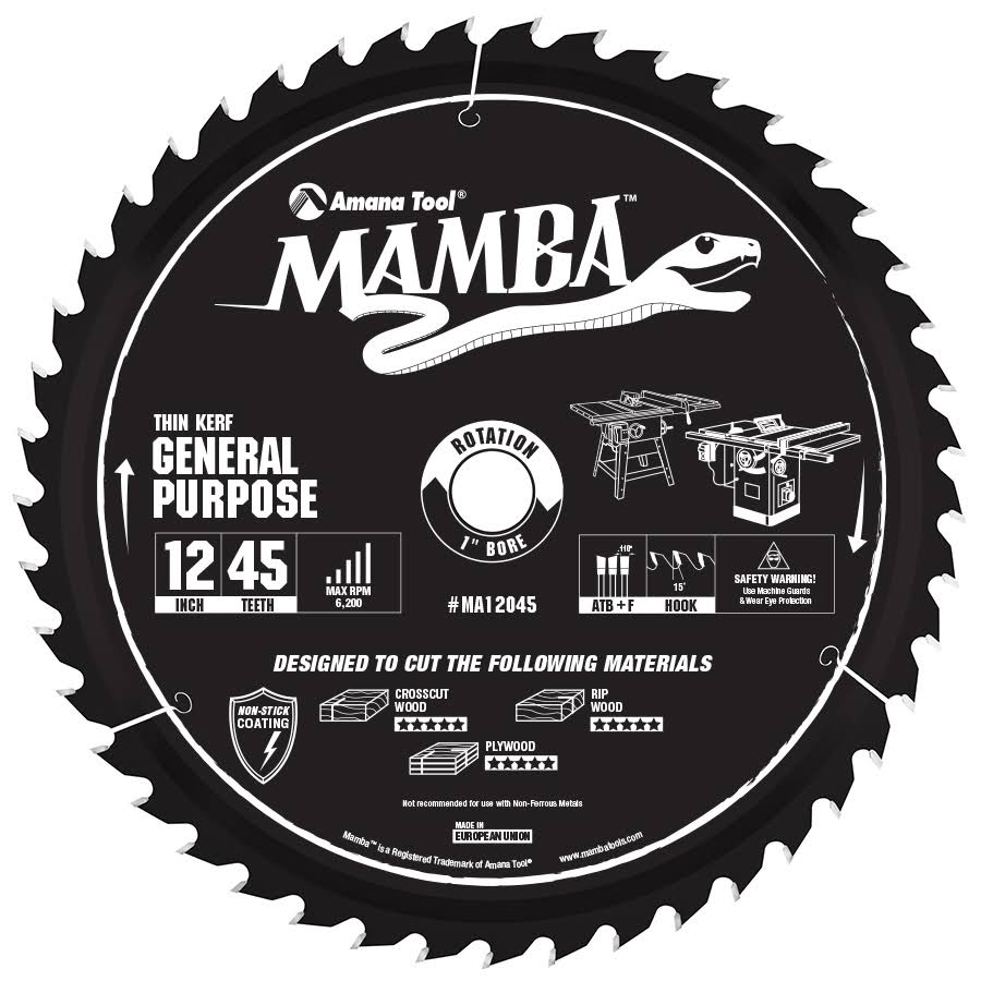 12 inch 45T Carbide Tipped Thin Kerf Miter Saw Blade N5528
