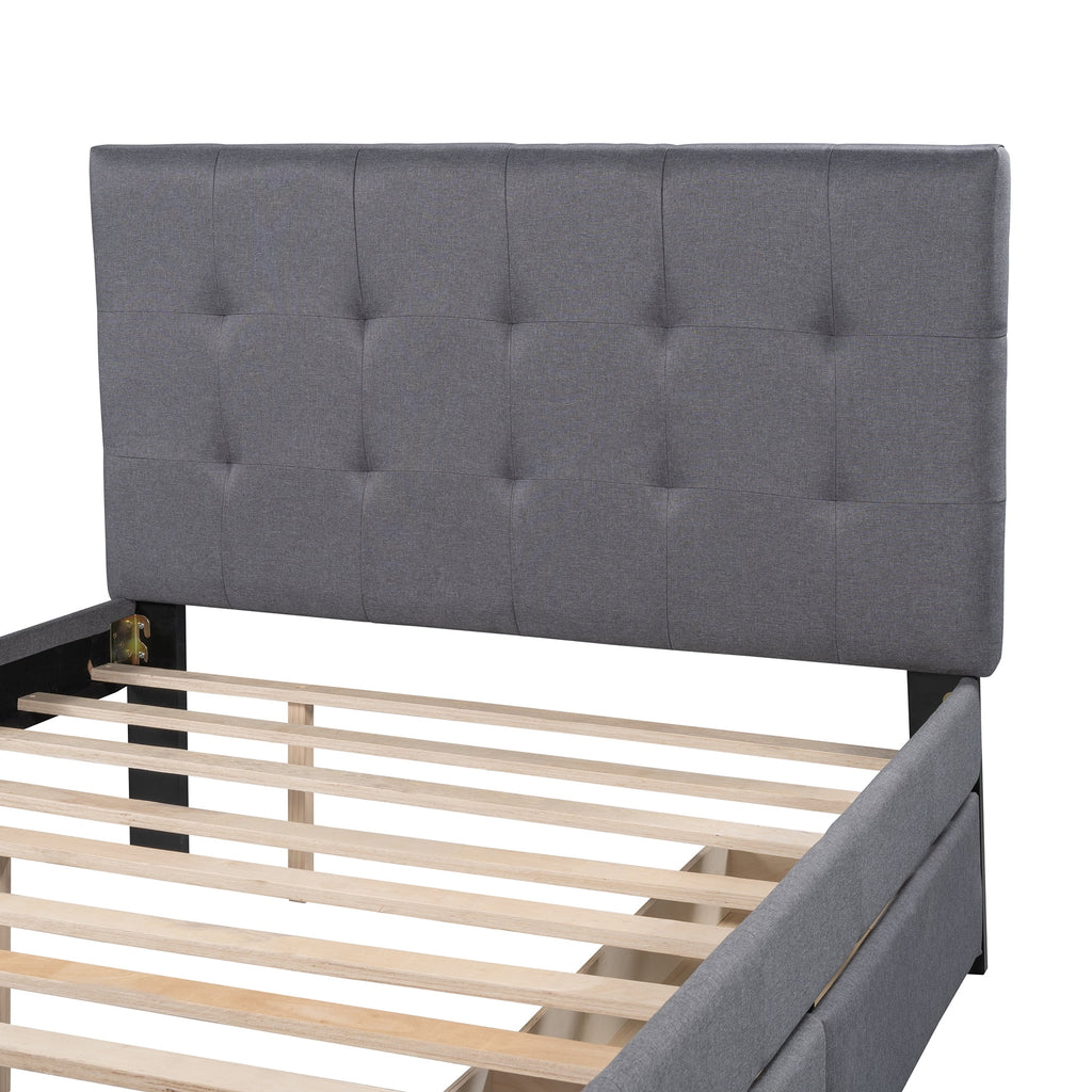 Full Size Upholstered Platform Bed with Two Storage Drawers H5384
