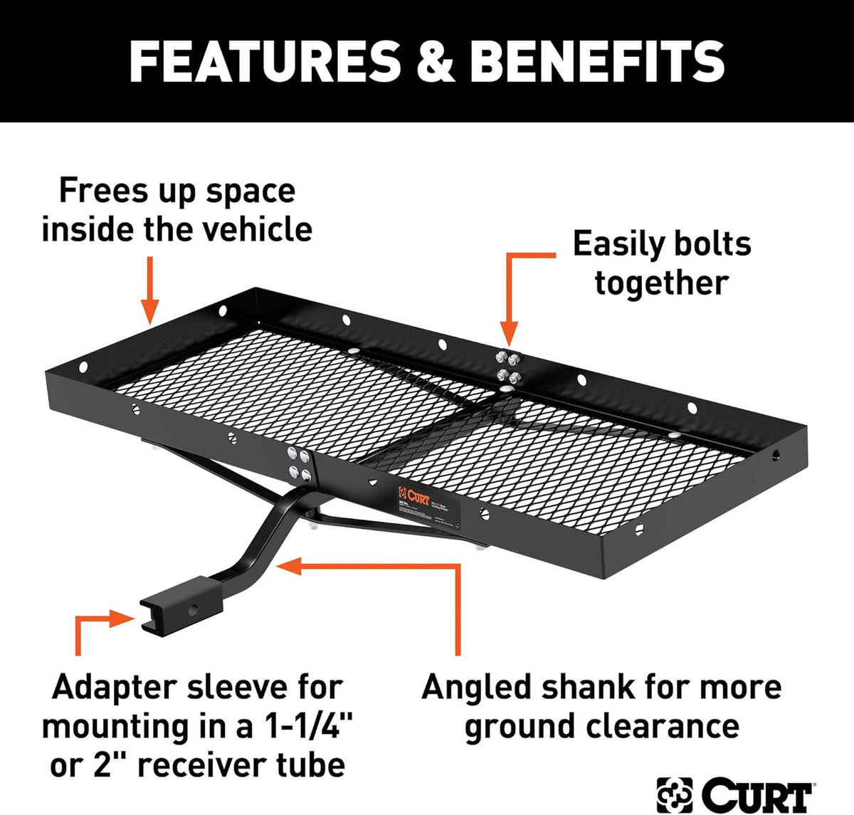 Tray Hitch Cargo Carrier, 300 lbs Capacity A68102