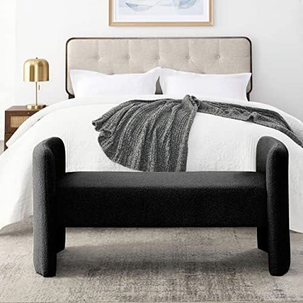 Black + Po Velvet Ottoman Bench B62046