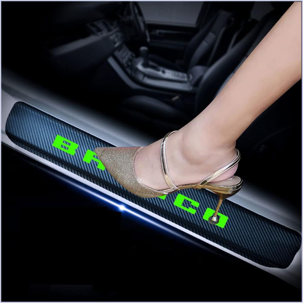 4Pcs Carbon Fiber Car Door Sill Scuff Plate Cover Pink I972432