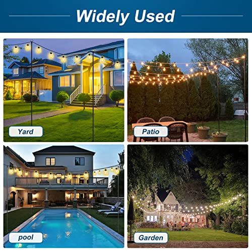 9.4FT Outdoor Metal String Light Pole with 5-Prong Fork Steel Stand U8004