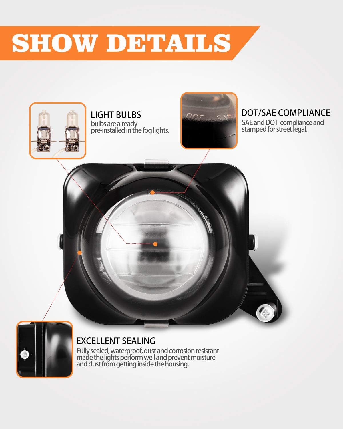Fog Lights Assembly with Clear Lens 2PCS C85810
