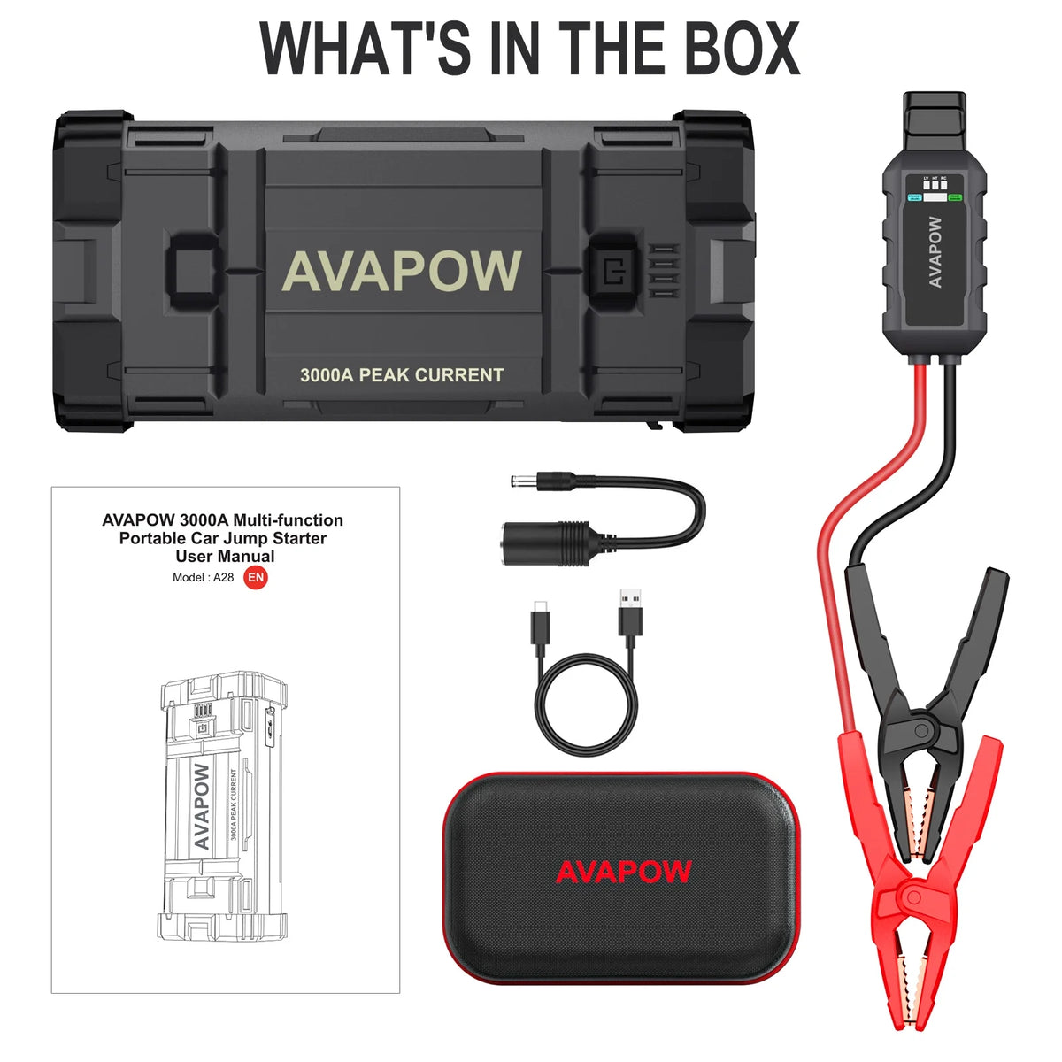 3000A Peak Portable 12V Lithium Jump Starter U43062
