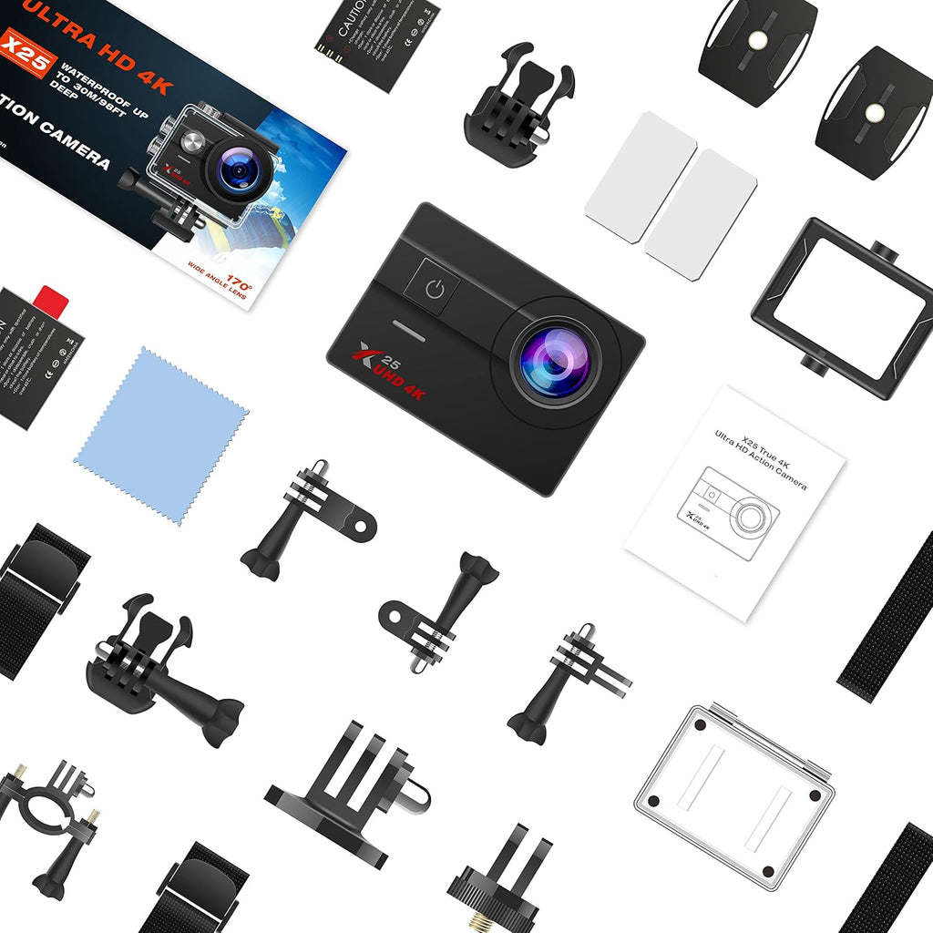 4K Waterproof Action Camera with 2 Batteries and Accessories Pack of 2 Z6570