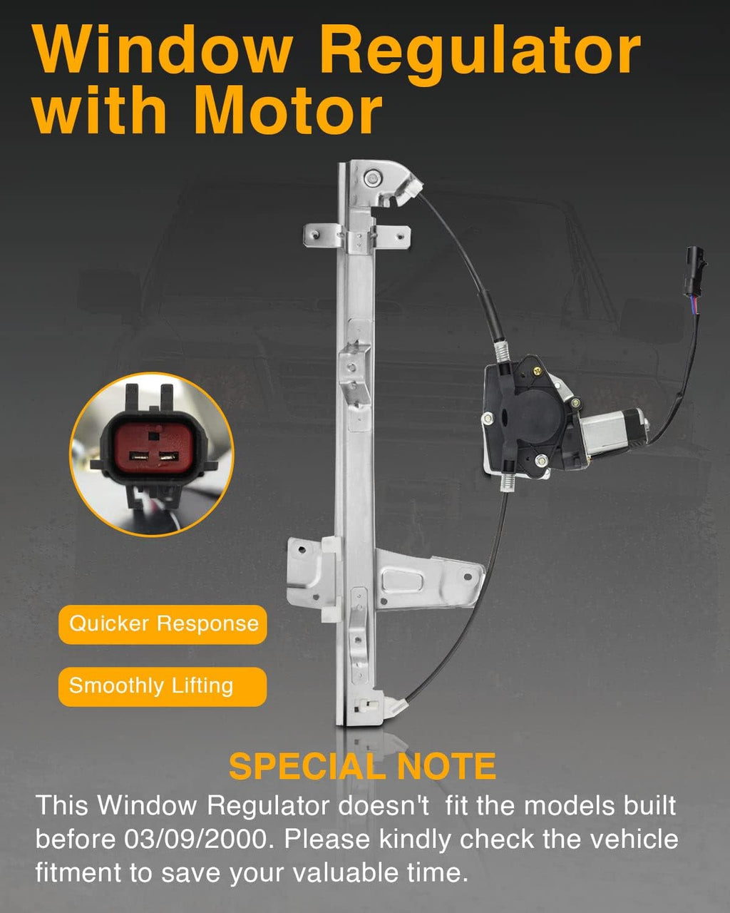 Power Window Regulator with Motor for Jeep Grand Cherokee WJ 2001-2004 Front Left Driver Side Pack of 2 X605869