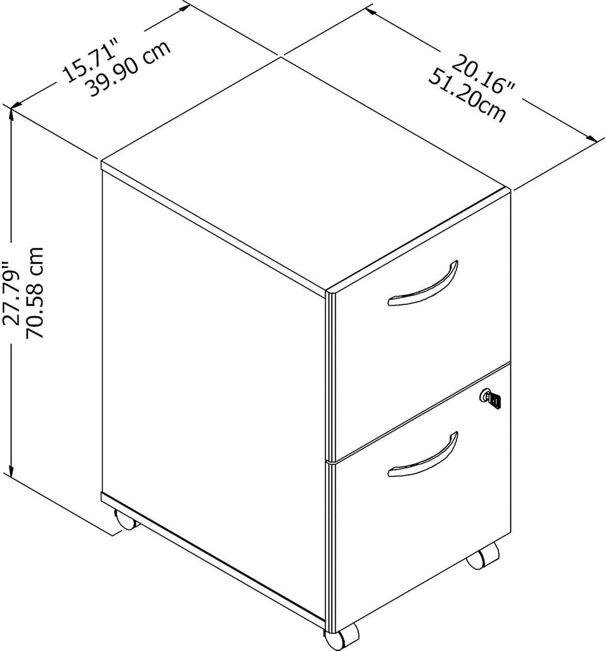 2 Drawer Mobile File Cabinet, Sand Oak T321