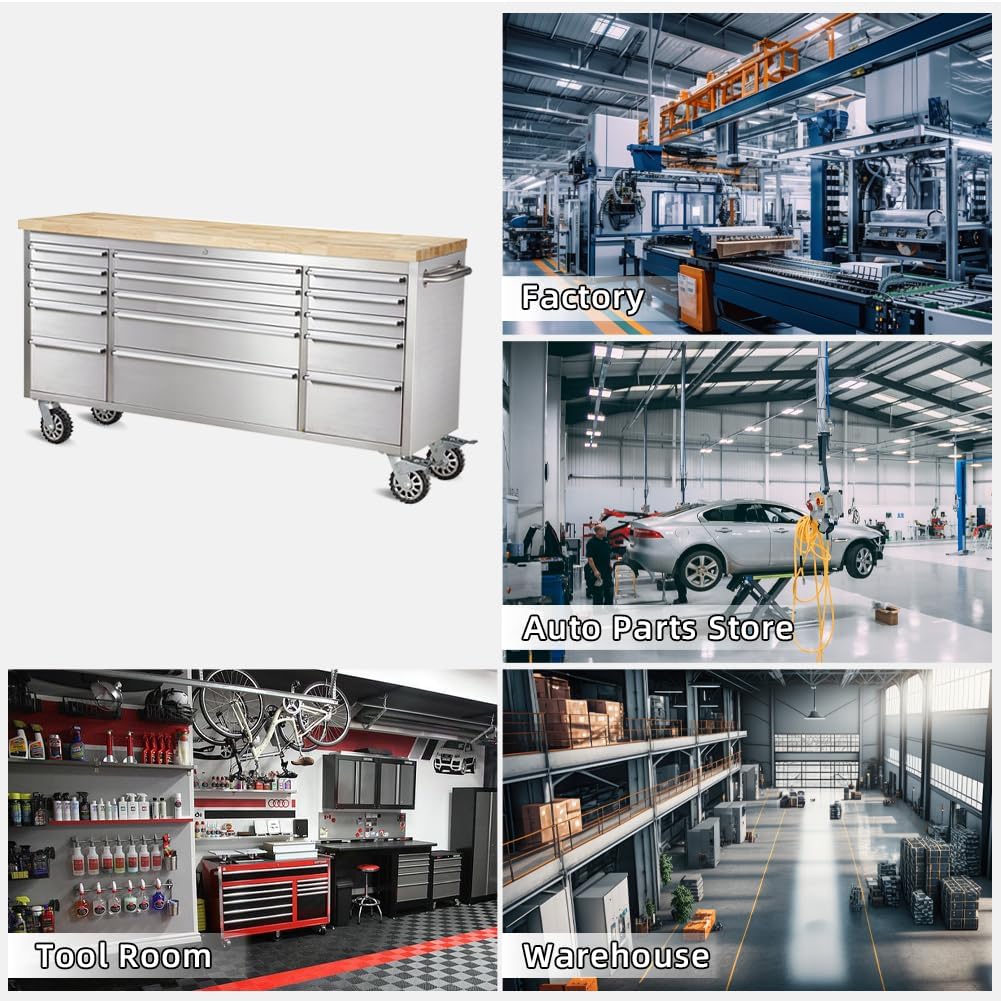 72-inch Stainless Steel Rolling Tool Chest with 15 Drawers K238263