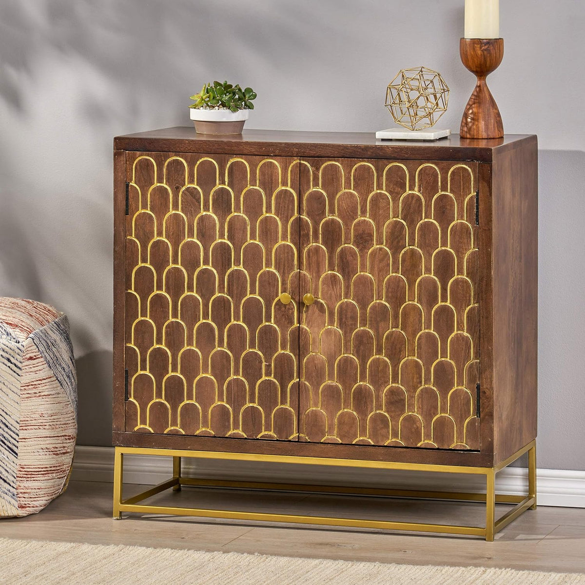 Walnut 2 Door Wooden Cabinet I1860