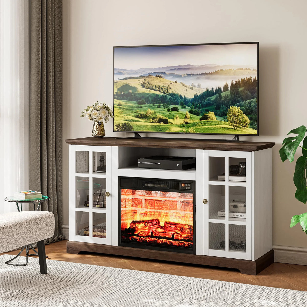 White Fireplace TV Stand D678