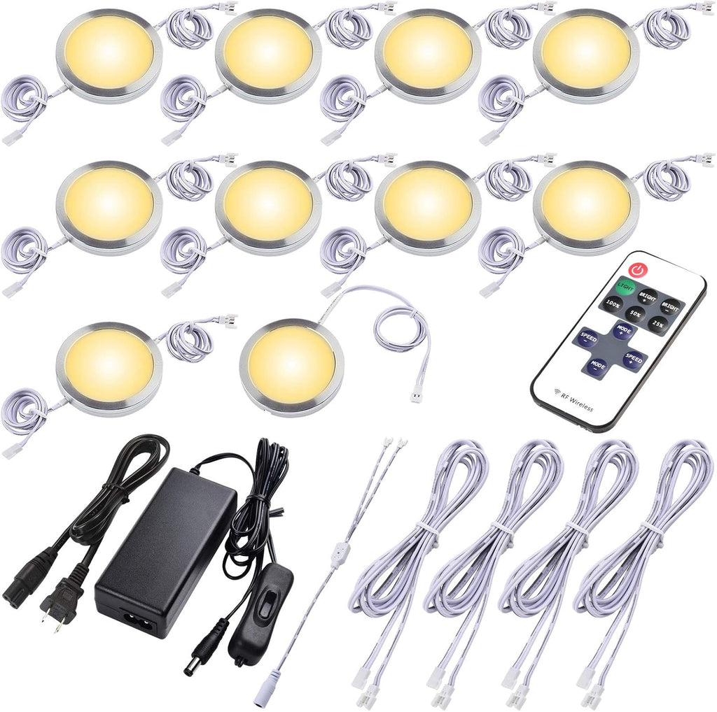 12 Lights Dimmable Wireless RF LED Under Cabinet Lighting Kit with AC120V to DC12V Adapter H380