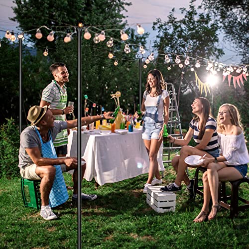 9.4FT Outdoor Metal String Light Pole with 5-Prong Fork Steel Stand U8004