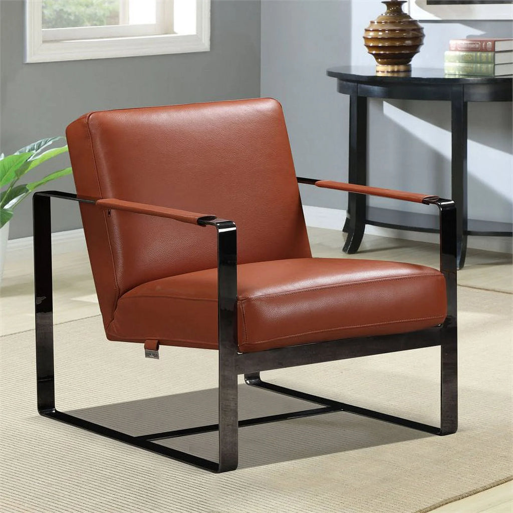 Brown Italian Leather Accent Chair W63562
