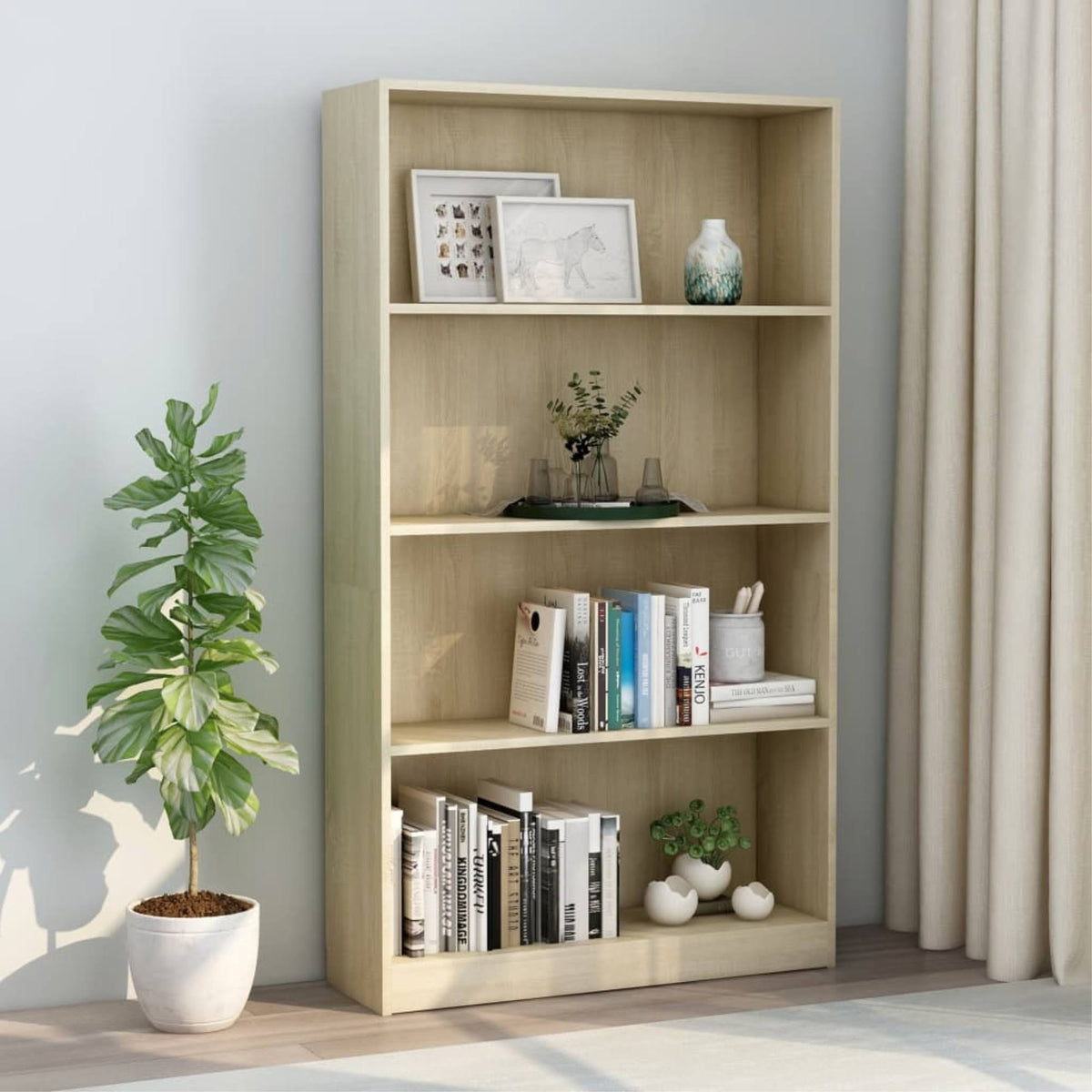 4-Tier Sonoma Oak Chipboard Book Cabinet J6611