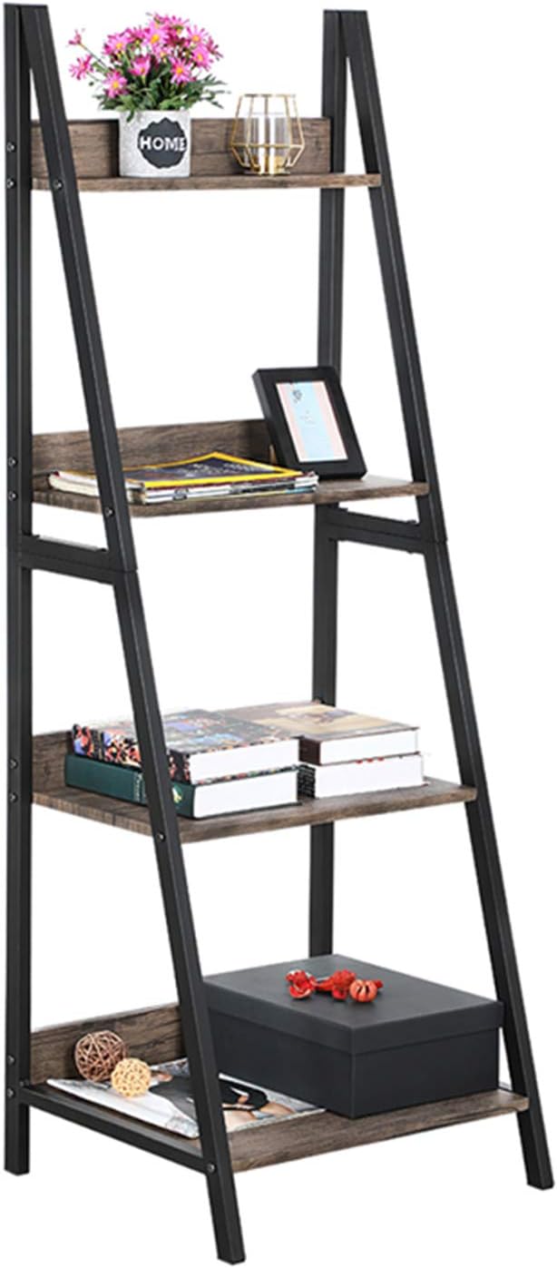 4 Tier Brown Ladder Shelf Bookshelf W907