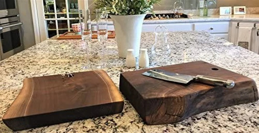 Black Walnut Double Live-Edge Wood Cutting Board 20" x 12.5" H4950