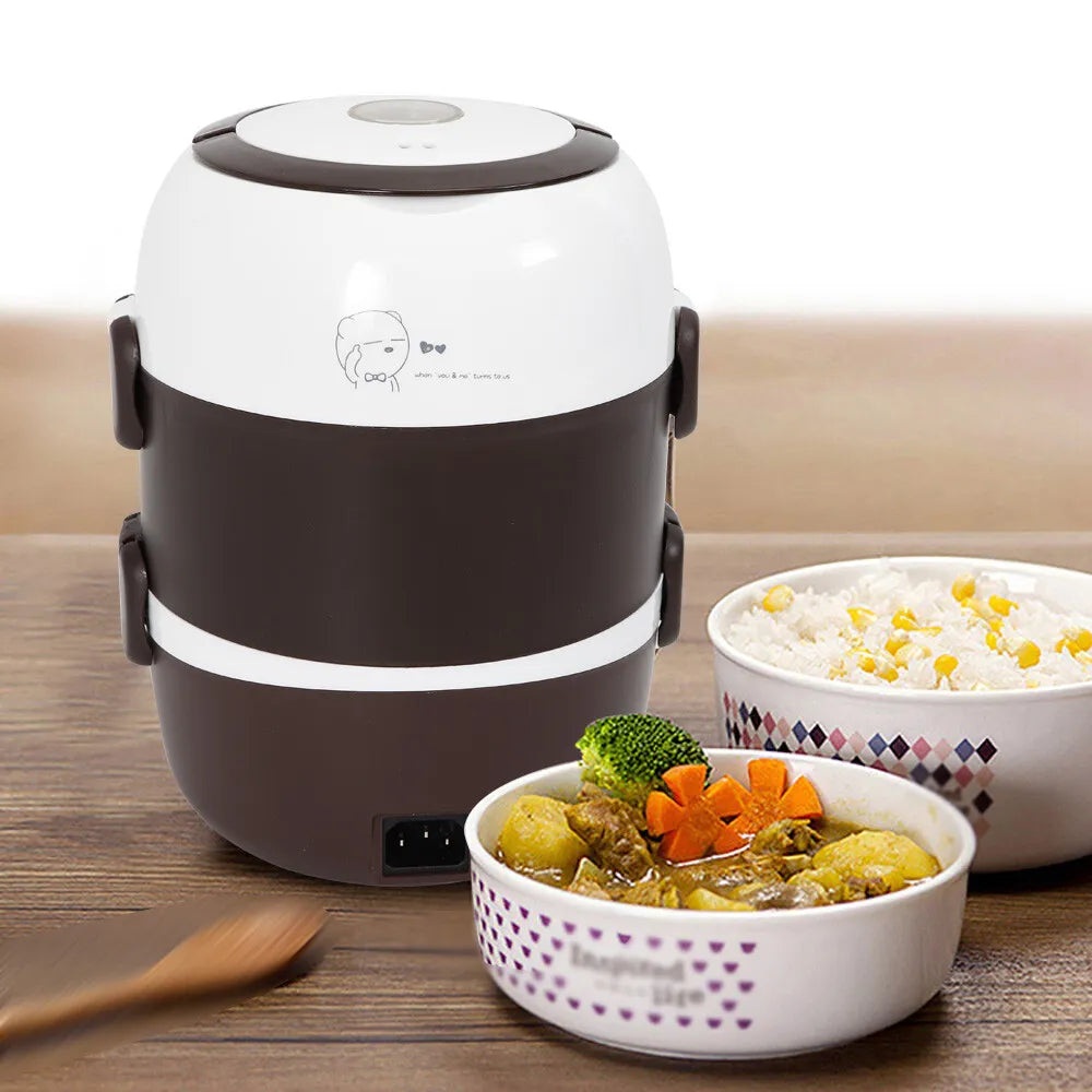 Portable Electric Food Warmer Steamer 3 Layers 2L A368968