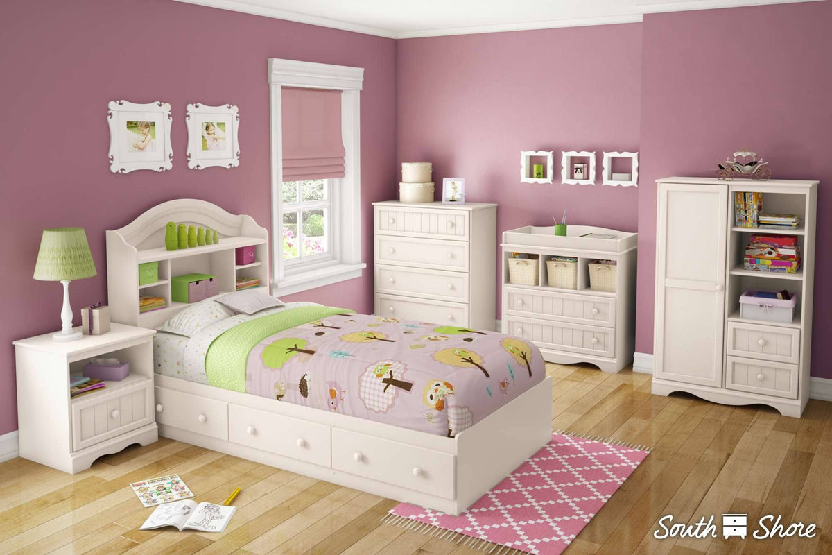 Pure White Twin Bookcase Headboard M81398