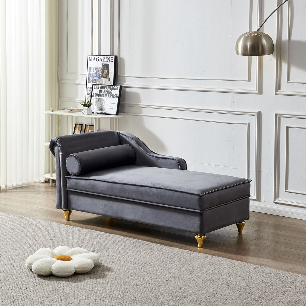 Velvet Chaise Lounge Chair with Storage X6648