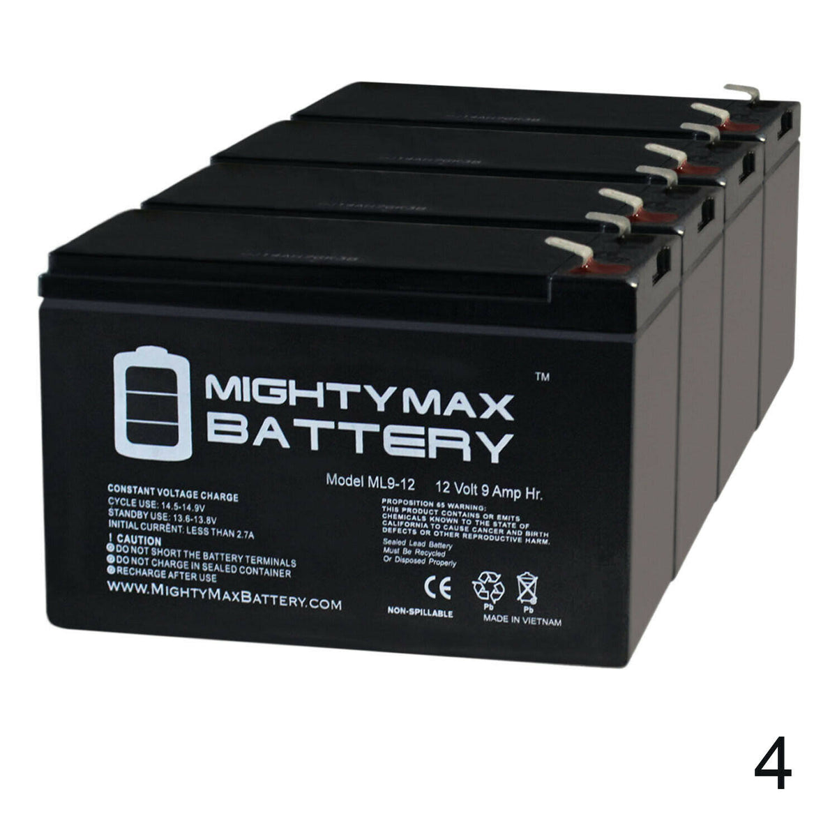 12V 9Ah SLA Replacement Battery 4 Pack K81197