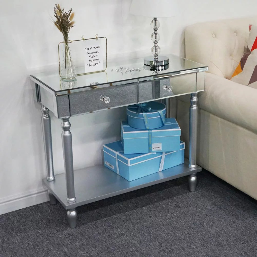 Mirrored Sofa Table with Shelf S1374