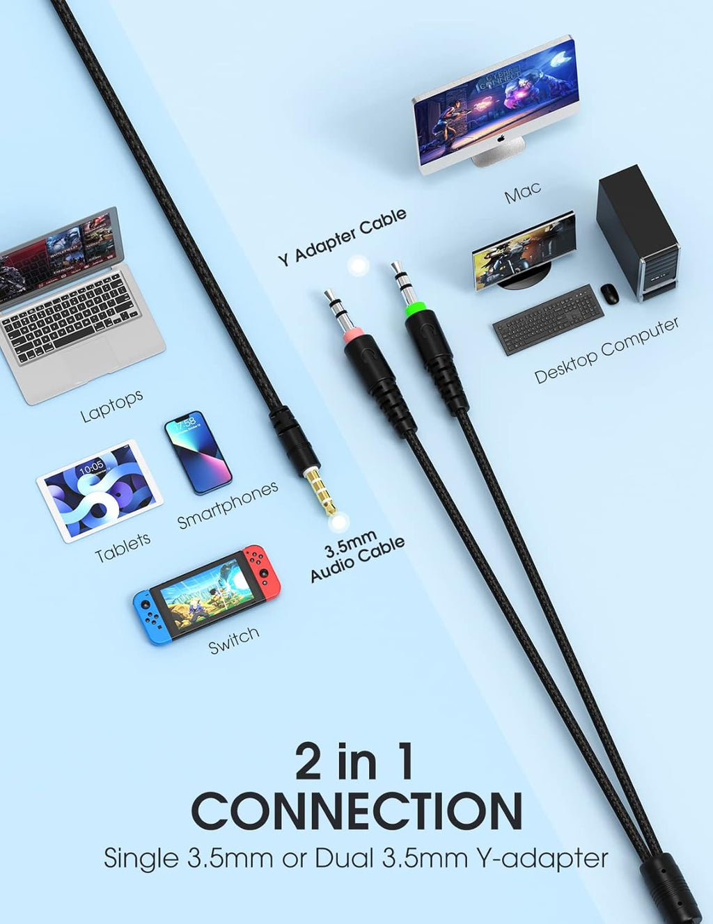 Wired On-Ear Headset with Microphone, 3.5mm Jack, Pack of 2 W10945