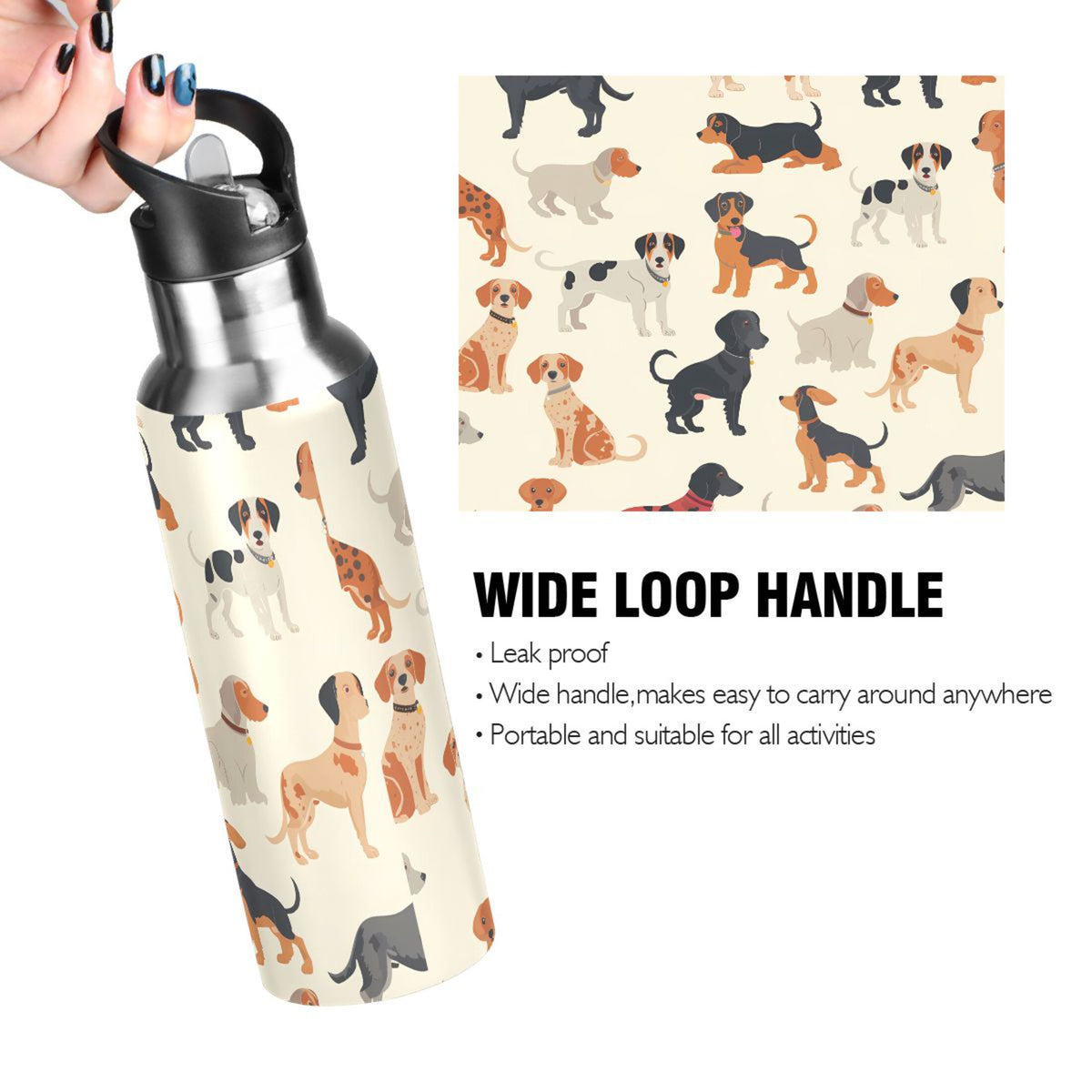 Insulated Stainless Steel Water Bottle with Straw Lid, 20 oz W350