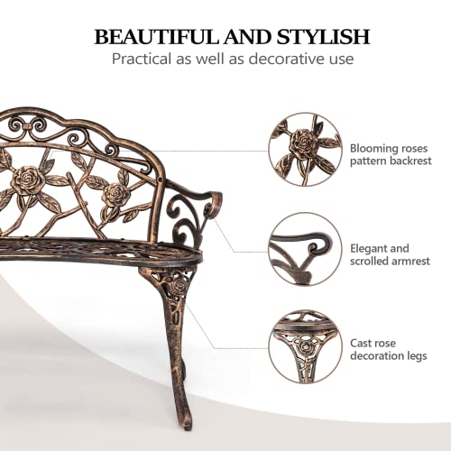 38.5" Metal Rose Bench F783542