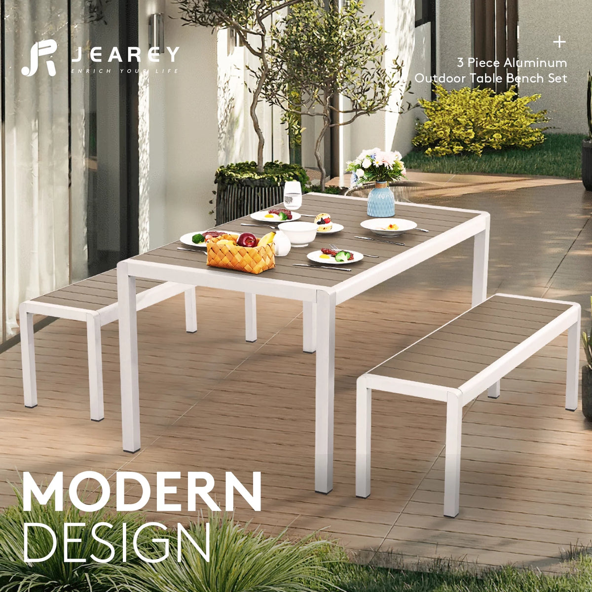 3PC Aluminium Outdoor Patio Furniture Set P985