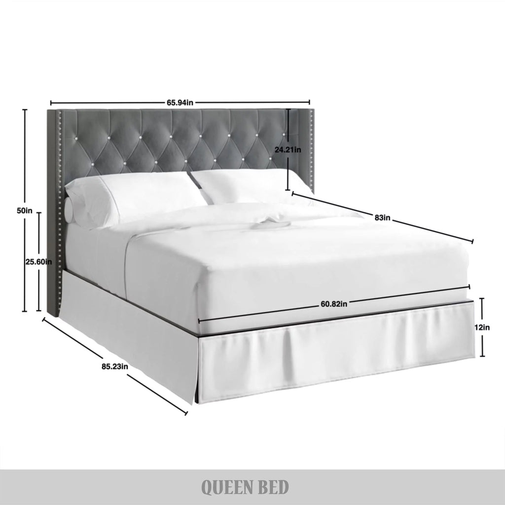 Black Velvet Upholstered Bed Z302
