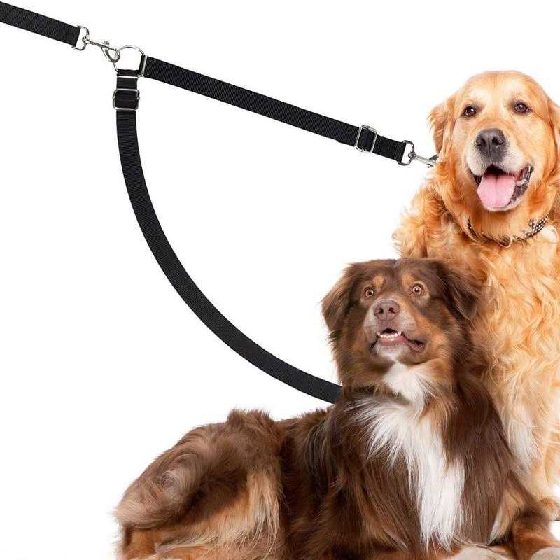 Double Dog Walker Leash, 16-24 Inches, Adjustable, Tin Alloy Snaps M45919