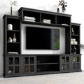 Black Entertainment Wall Unit with Glass Doors & Shelves V373317