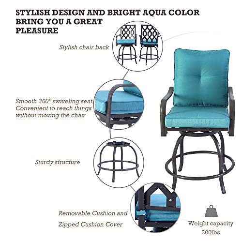 High Swivel Counter Height Patio Bar Stools (Aqua) K95697