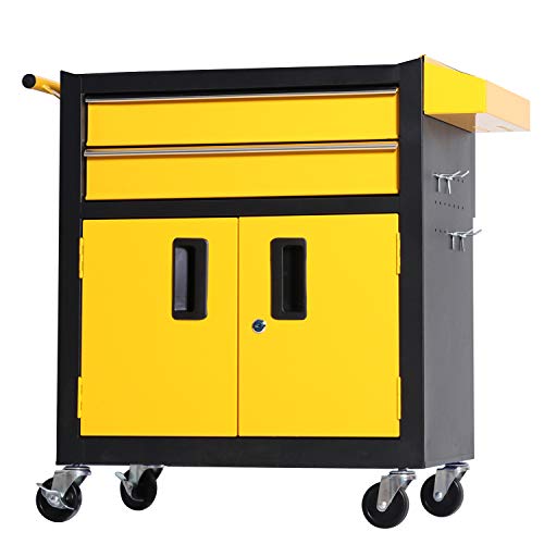 Black Steel Rolling Tool Chest with Lockable Doors J4382