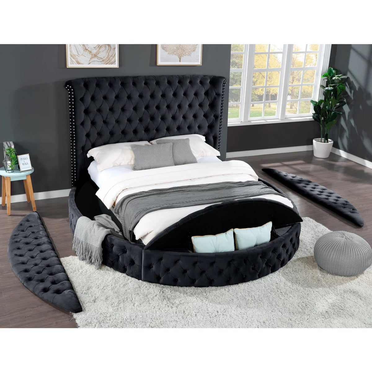 5-Piece Queen Wood Bedroom Set Black V990