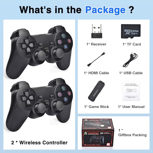 Classic Retro Gaming Console with 41 Emulators 4K HD 2.4G Wireless Controllers 64GB Y567419