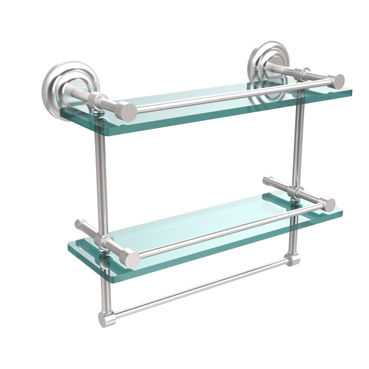 Antique Bronze Double Glass Shelf with Towel Bar E66407
