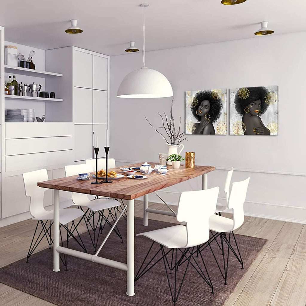 Black Woman with Gold Lip Canvas Wall Art G50994