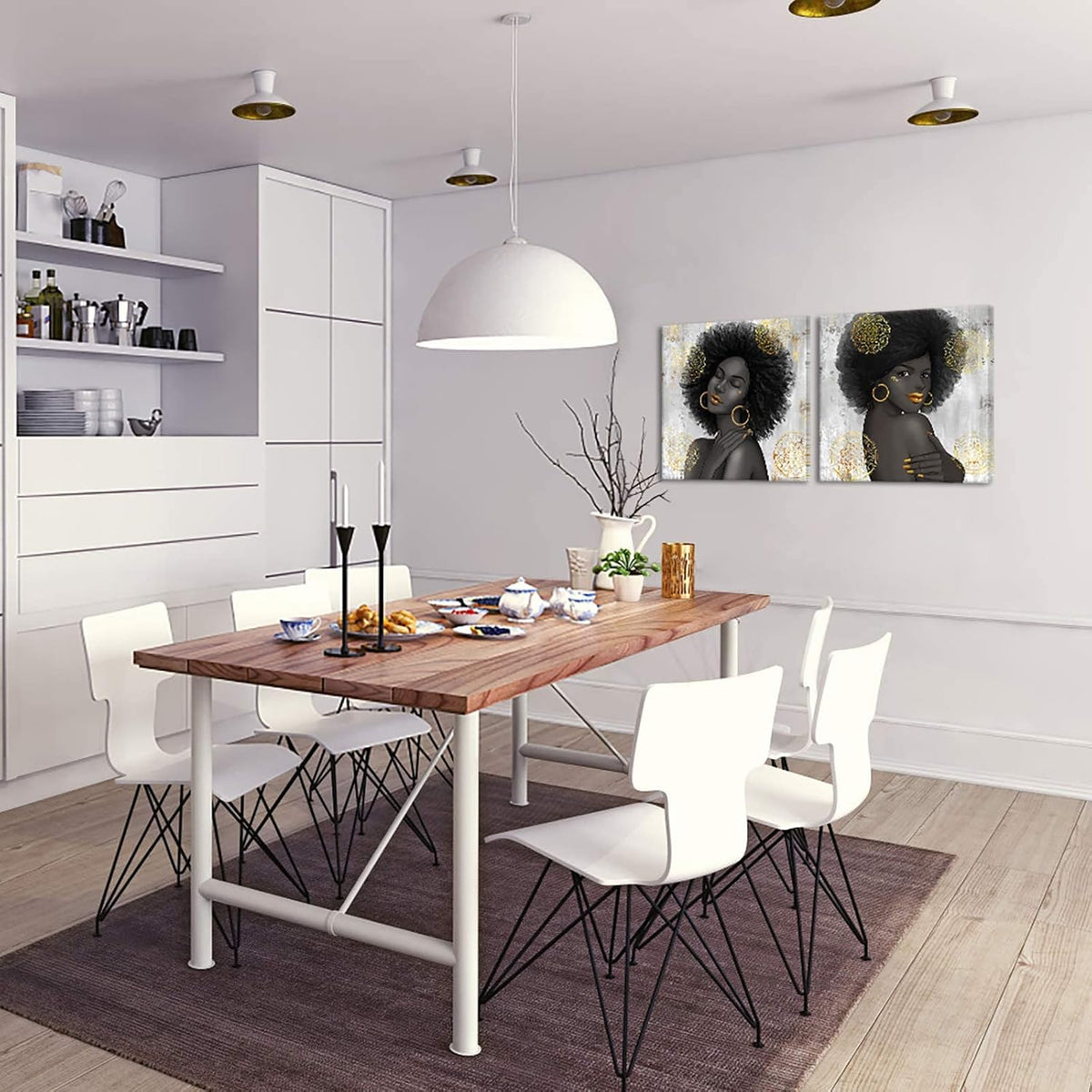Black Woman with Gold Lip Canvas Wall Art G50994