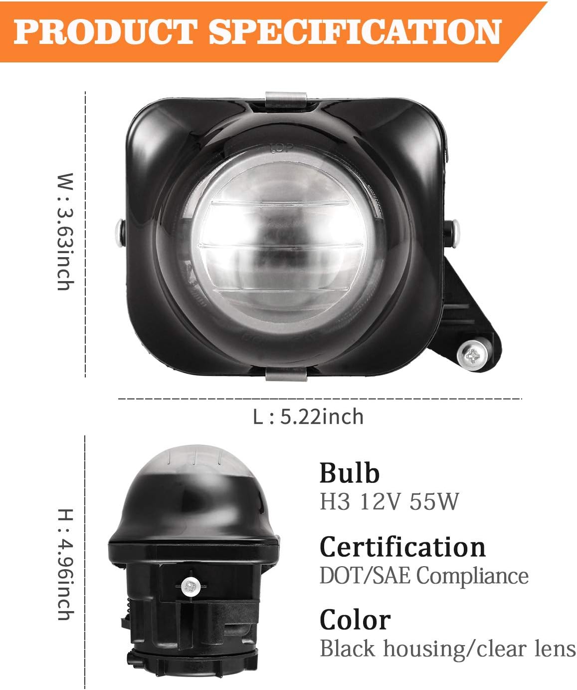 Fog Lights Assembly with Clear Lens 2PCS C85810