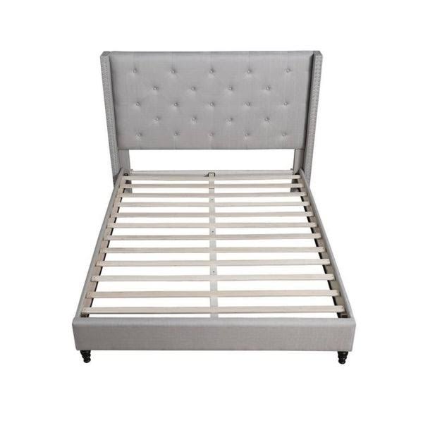 Black Linen Blend Queen Platform Bed C179
