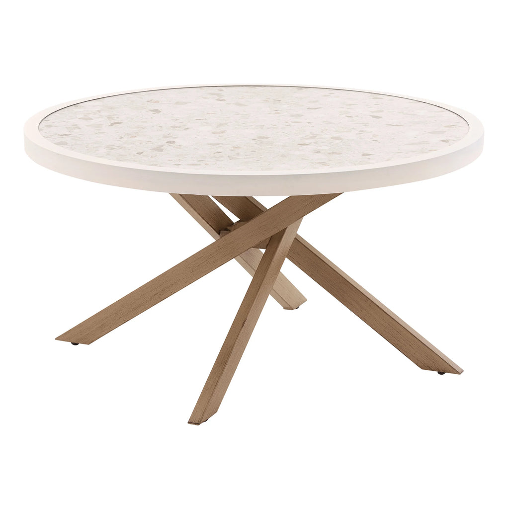 White Round Outdoor Tile-Top Coffee Table O9412
