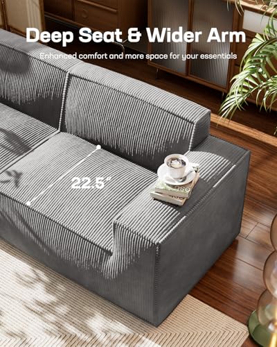 Oversized Deep U Shaped Modular Corduroy Sectional Sofa with Ottoman C497