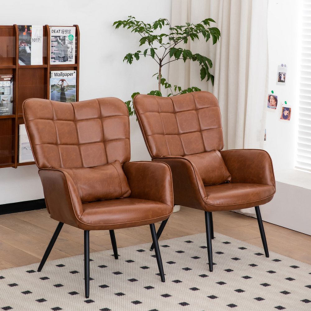 Bonded Leather High Back Accent Chair with Metal Legs J353