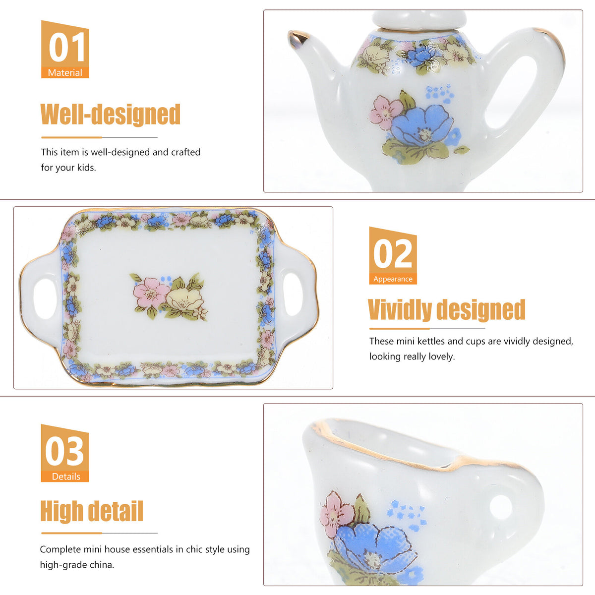 5 Sets Doll House Tea Kitchen Food Accessories Mini Decorative Props Toy Ceramics T882230